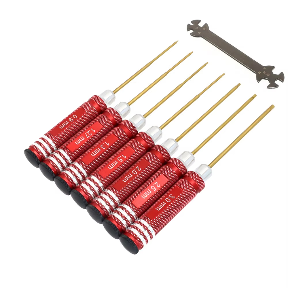 7個入り六角ネジドライバーセット チタンメッキ六角レンチツー - Rc Helicopter Tool Kit のレビューと価格
