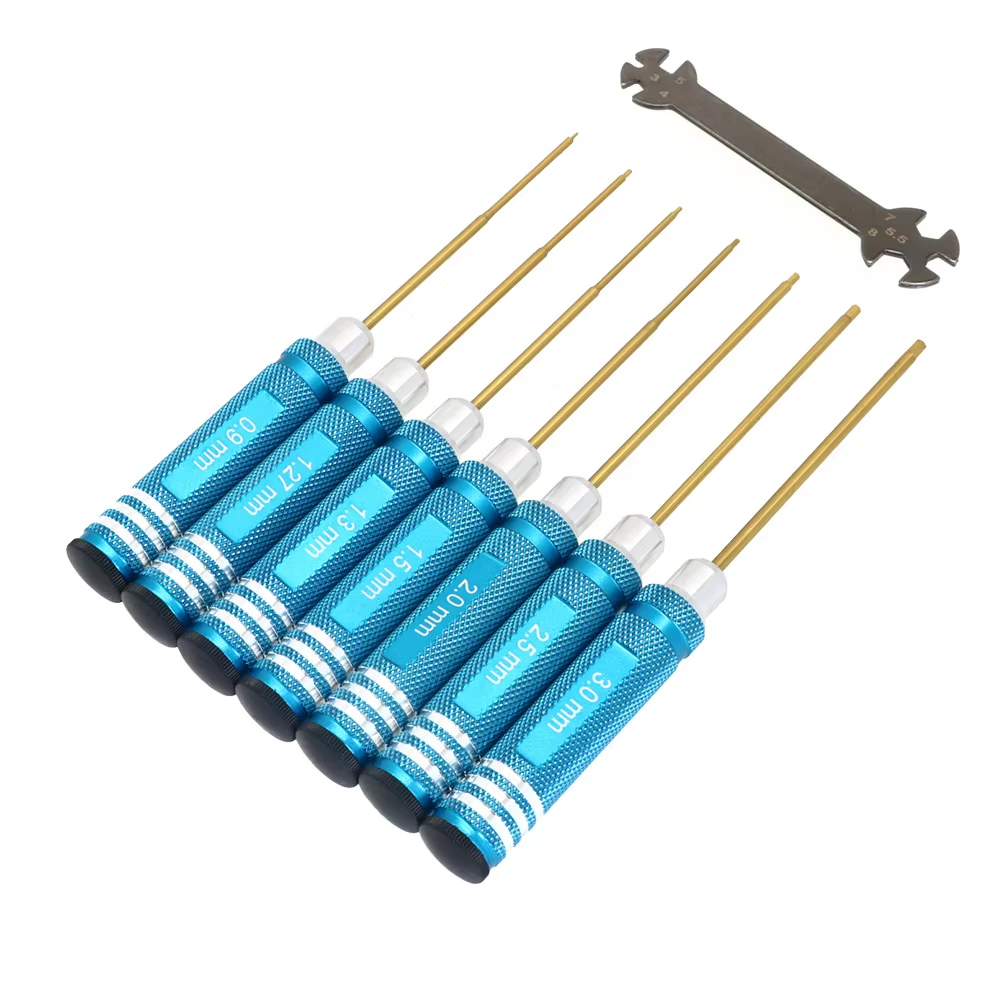 7個入り六角ネジドライバーセット チタンメッキ六角レンチツー - Rc Helicopter Tool Kit のレビューと価格